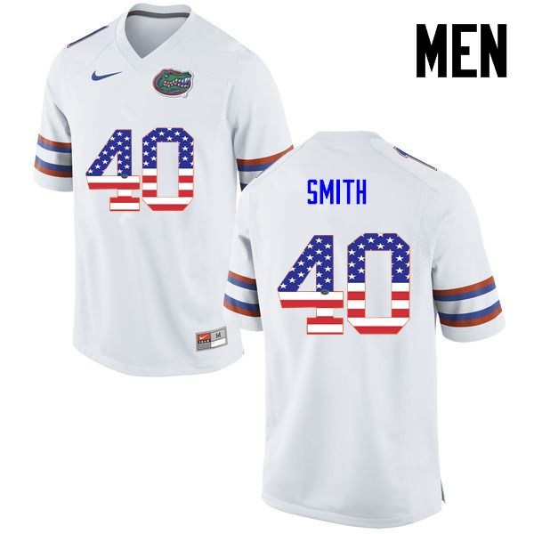 NCAA Florida Gators Nick Smith Men's #40 USA Flag Fashion Nike White Stitched Authentic College Football Jersey RZV7764YW